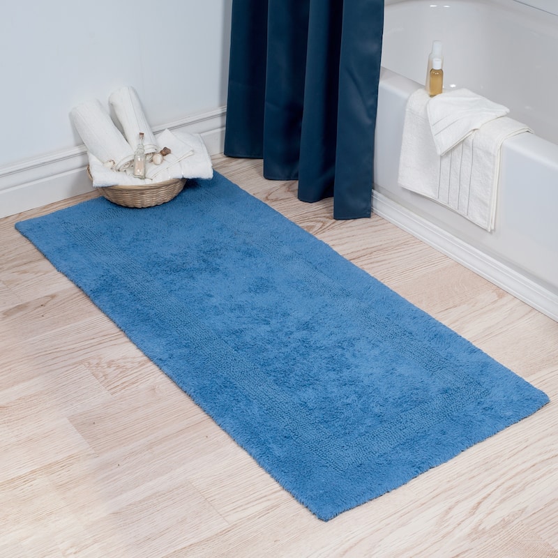 Bath Mat - 60x24-Inch Plush Cotton Bathroom Runner by Windsor Home - Blue