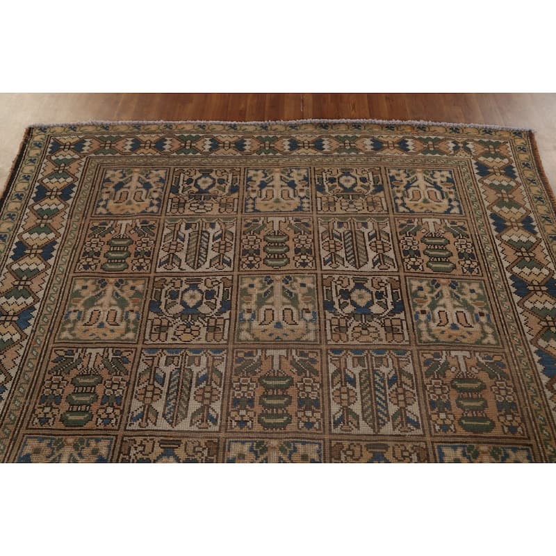 Garden Design Bakhtiari Persian Vintage Rug Geometric Wool Carpet - 6'11"x 9'6"