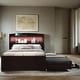 preview thumbnail 3 of 17, Twin XL Size Platform Bed with Storage LED Headboard, Charging Station, Twin Size Trundle and 2 Drawers