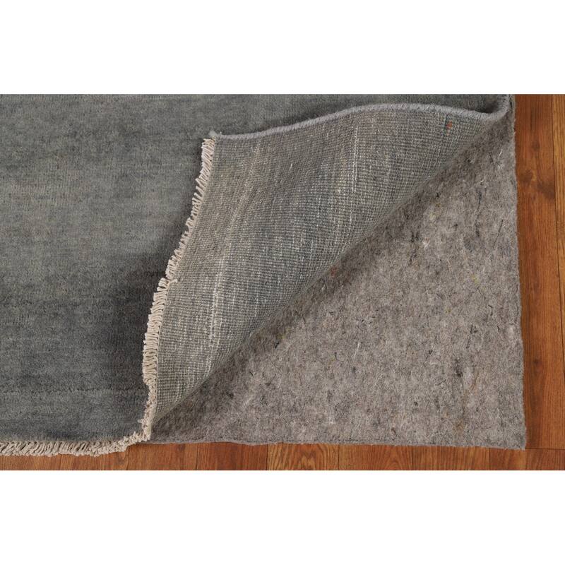 Modern Gabbeh Oriental Foyer Rug Hand-Knotted Grey Wool Carpet - 3'4"x 4'10"