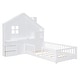 preview thumbnail 22 of 46, Full Size Wooden House Bed with Bedside Drawers & Shelves, House-Shaped Platform Bed with Power Outlet & USB Port for Kids Teens