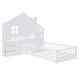 preview thumbnail 10 of 9, Twin Size House Bed with Window and Bedside Drawers, Platform Bed with Shelves and a set of Sockets and USB Port, White