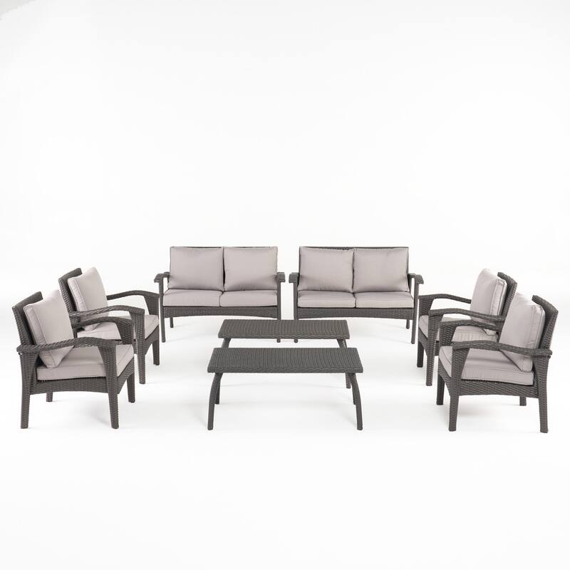 Waikiki Outdoor 8-piece Wicker Seating Set with Cushions by Christopher Knight Home