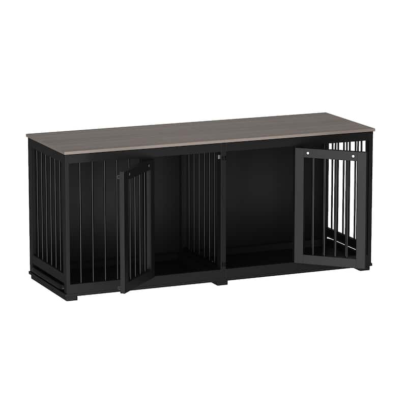 Dog Crate with Double Doors TV Stand for Large Medium Small Dogs,70"W