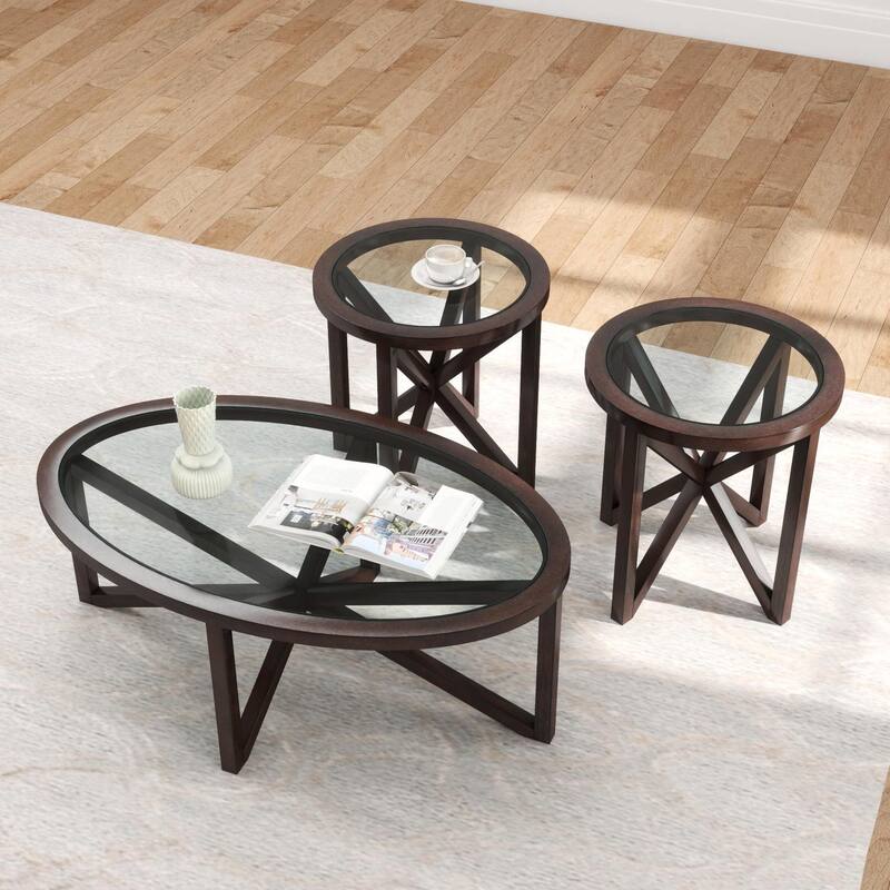 Contemporary Glass End Table with Tempered Round Top