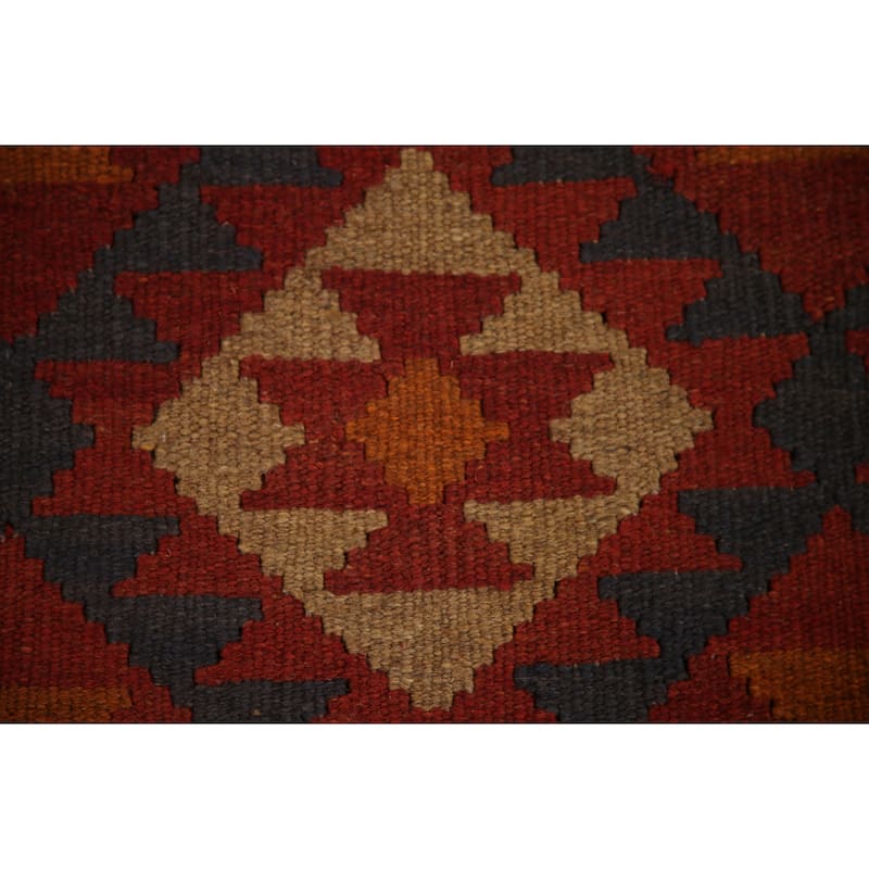 Reversible Red Kilim Oriental Area Rug Flat-weave Tribal Wool Carpet - 3'3" x 5'2"