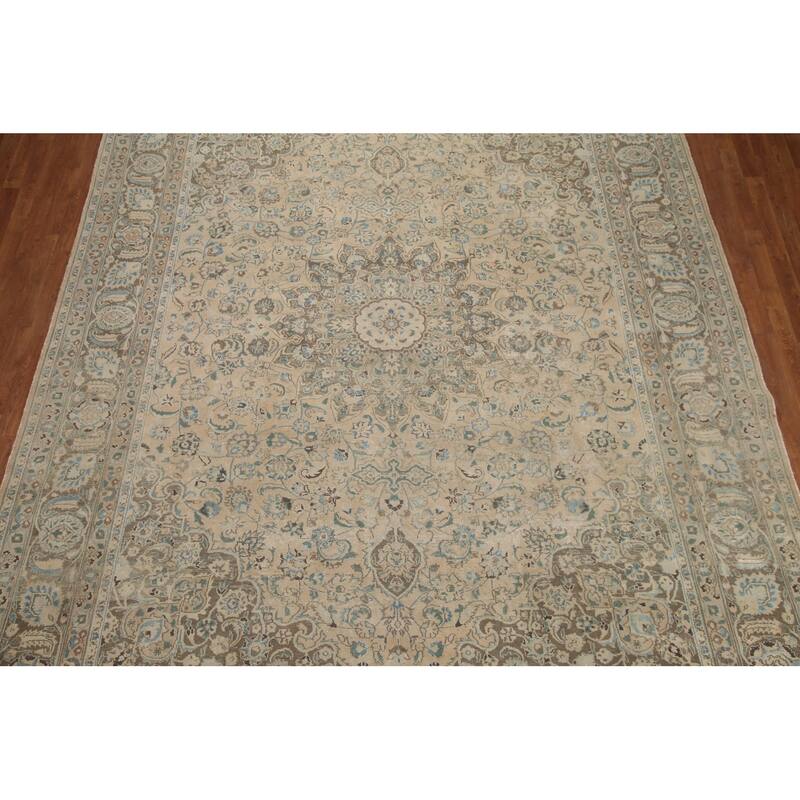 Hand Knotted Oriental 100% Wool Carpet Traditional Floral Peach Mashad Area Rug - 12' 10'' X 9' 10''