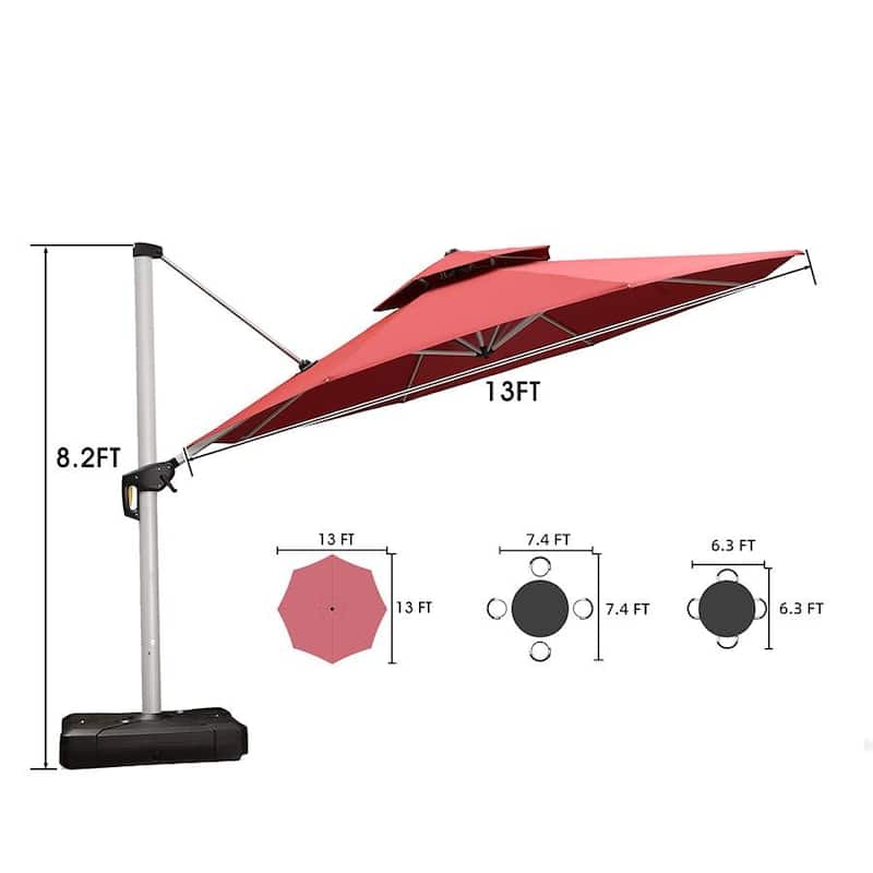PURPLE LEAF 13 ft Round Offset Hanging Patio Umbrella
