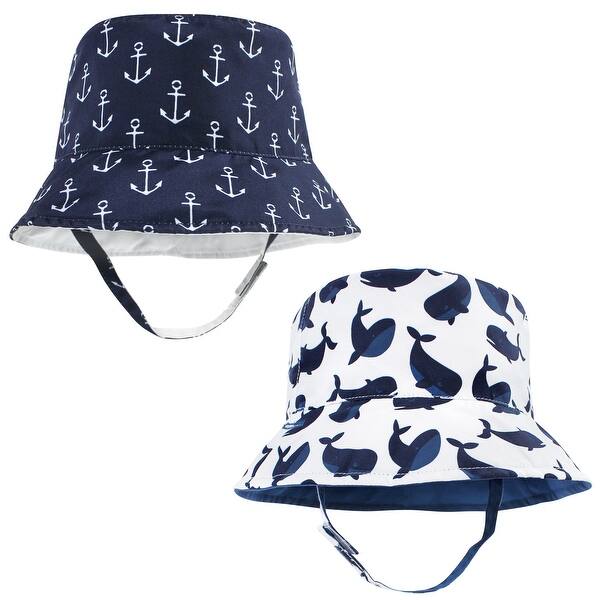 slide 1 of 1, Hudson Baby Infant Boy Sun Protection Hat, Whale Anchor 0-12 Months - Whale Anchor