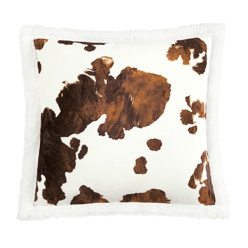 Indigo Hill by HiEnd Accents Campfire Sherpa Fleece Decorative Pillow, 18"x18" - Elsa - Chocolate
