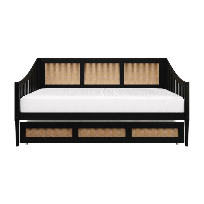 CraftPorch Modern Twin Daybed with Trundle - Black