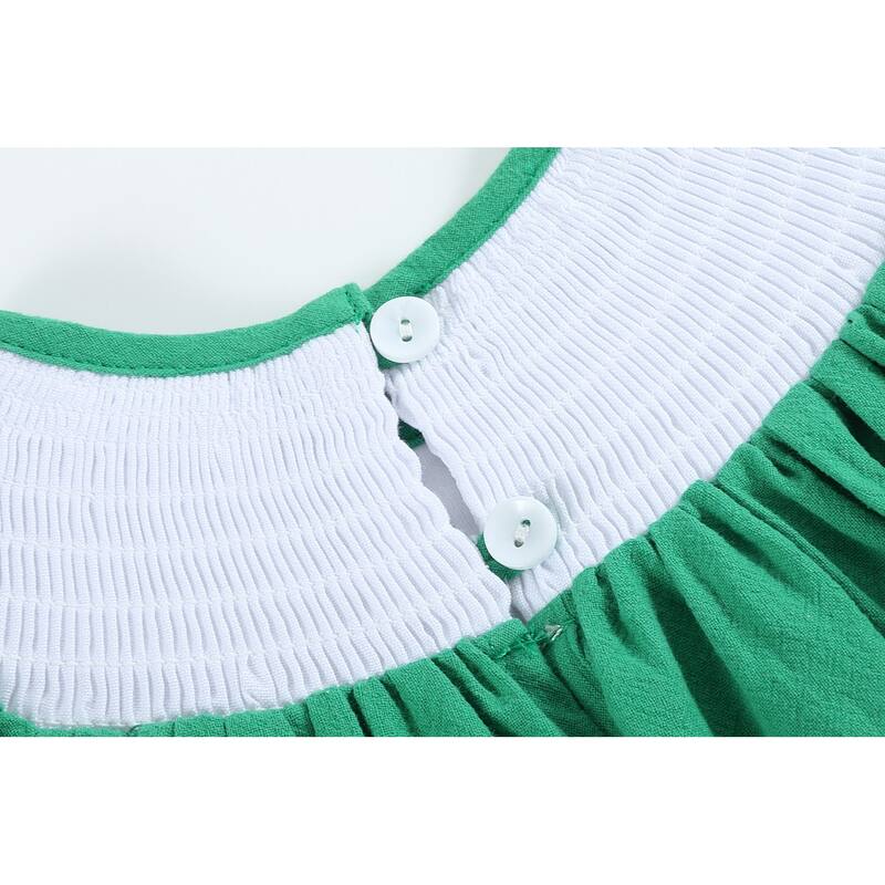 Lil Cactus St. Patrick's Day Shamrock Green Smocked Bishop Dress