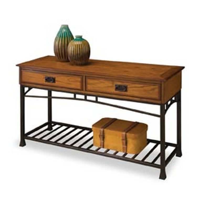 Modern Craftsman Distressed Oak Sofa Table by Homestyles - Oak - Wood