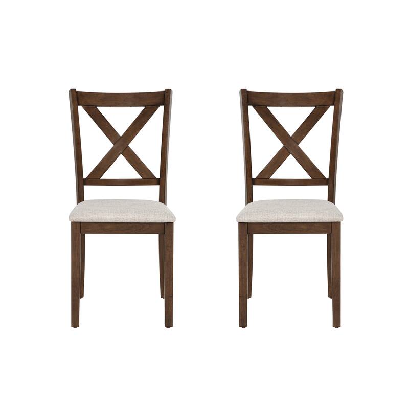 Warren X-Back Wooden and Upholstered Dining Chair (Set of 2)