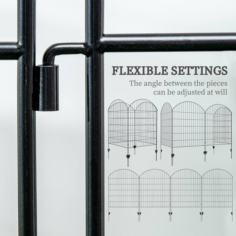 Garden Fence 4 Pack Steel Fence Panels Rust-Resistant Animal Barrier Decorative Border Flower Edging