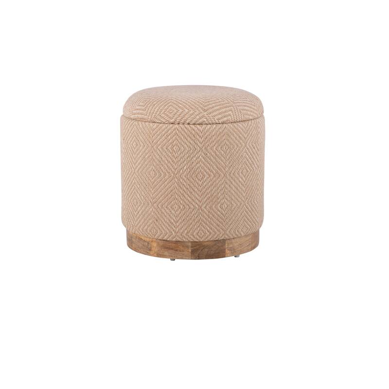 Handwoven Storage Ottoman with Rounded Wooden Base