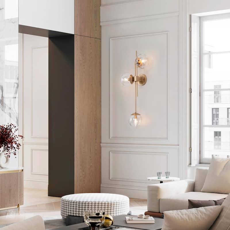 Bola Modern Gold 3-Light Chandelier Orb Glass Vanity Lights Wall Sconces