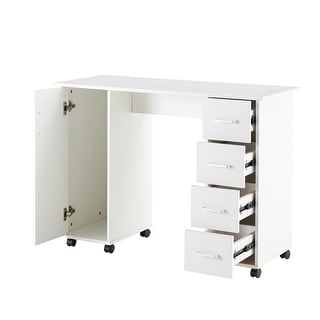 Nestfair Home Office Computer Desk Table with Drawers (White)