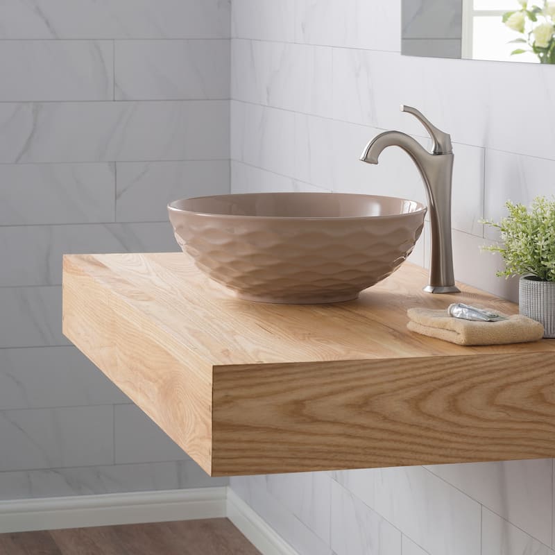 KRAUS Viva 16 1/2 inch Round Porcelain Ceramic Vessel Bathroom Sink