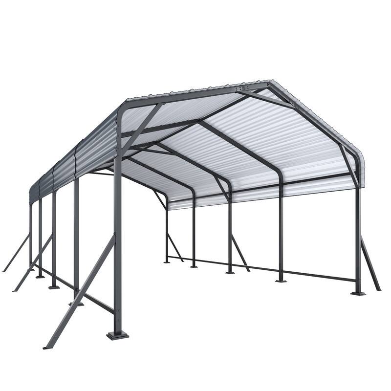 Heavy Duty Metal Carport with Extra Support Poles, UV & Waterproof Car Canopy for Outdoor Vehicle Shelter