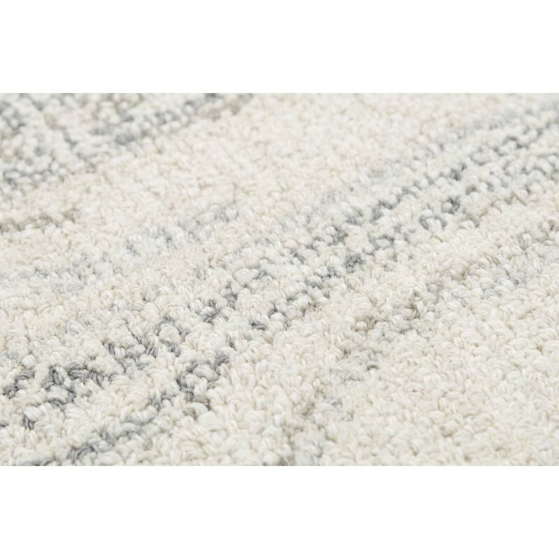 Alora Decor Peace Neutral Ivory and Grey Marbled Hand-tufted Wool Rug