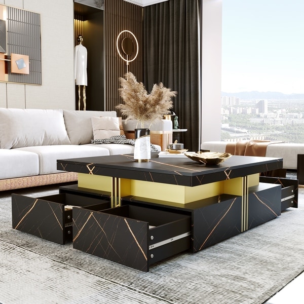 人気カラーの Functional and Stylish Square Coffee Table with 4 Storage その他