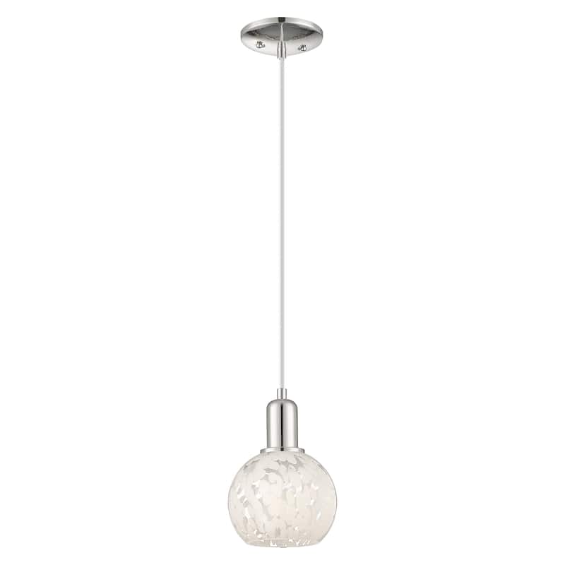 Innovations Lighting Endless Possibilities Arcadia - White Mouchette - 1 Light 6" Cord Hung Mini Pendant - Polished Nickel