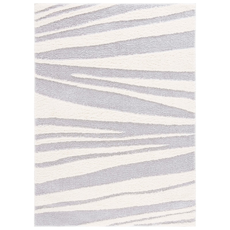 SAFAVIEH Norway Shag Lethia 1.2-inch Thick Rug - 5'3" x 7'6" - Grey/Ivory