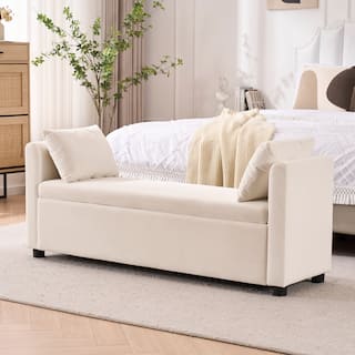 Velvet/Leather Storage Bench for Bedroom,End of Bed Bench for King Size Bed, Modern Upholstered Long Ottoman Bench for Entryway