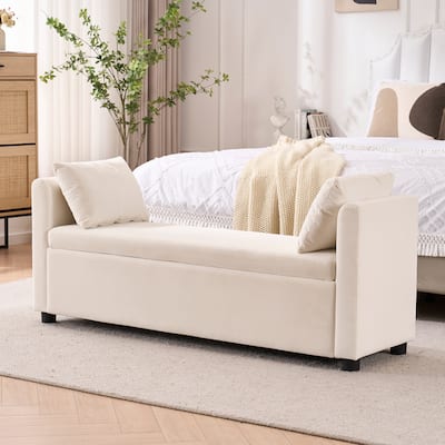 Velvet Storage Bench for Bedroom,End of Bed Bench for King Size Bed, Modern Upholstered Long Ottoman Bench for Entryway