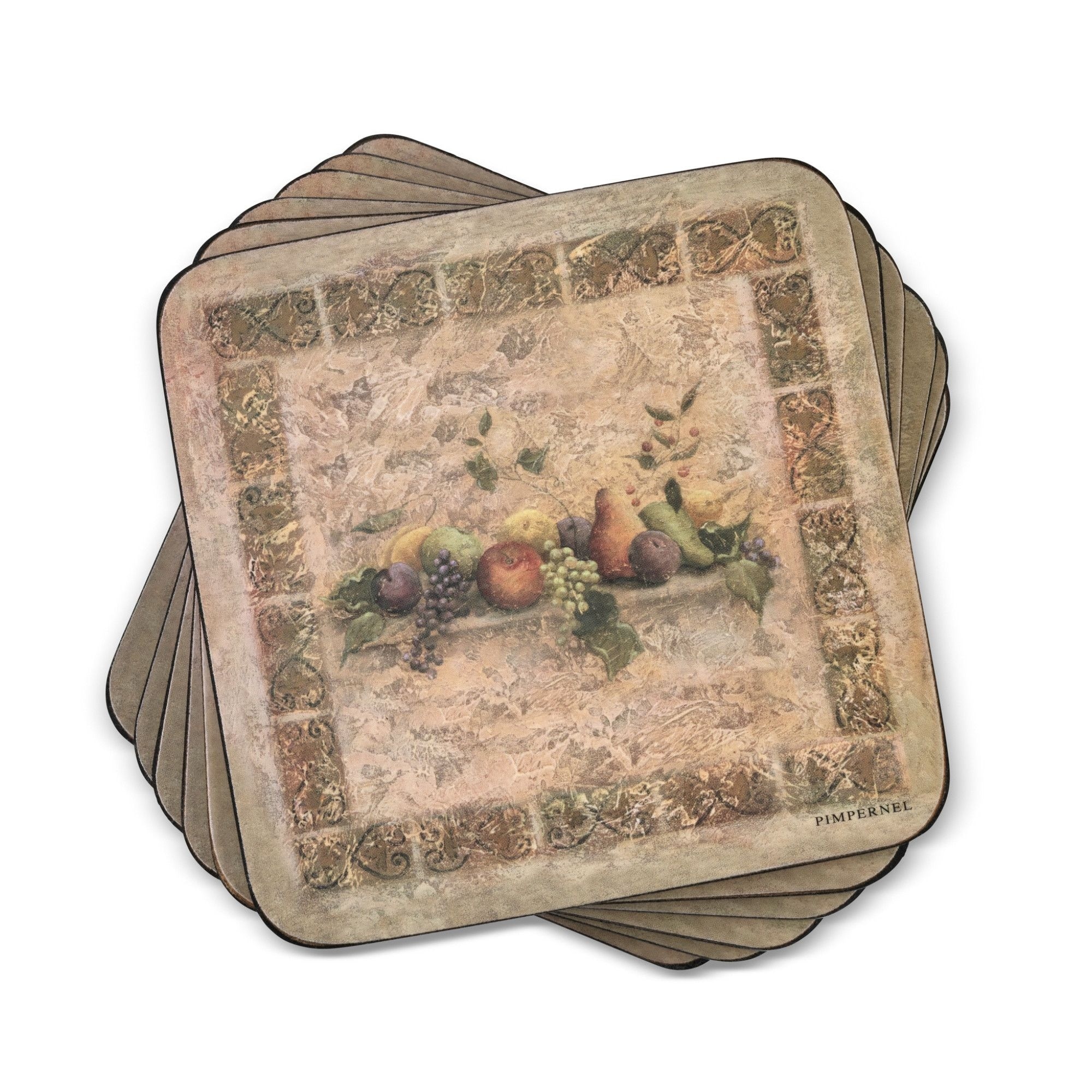 Pimpernel Tuscan Palette Cork Backed Coasters Set of 4 Heat Stain Resistant - 4 Inches Sq.