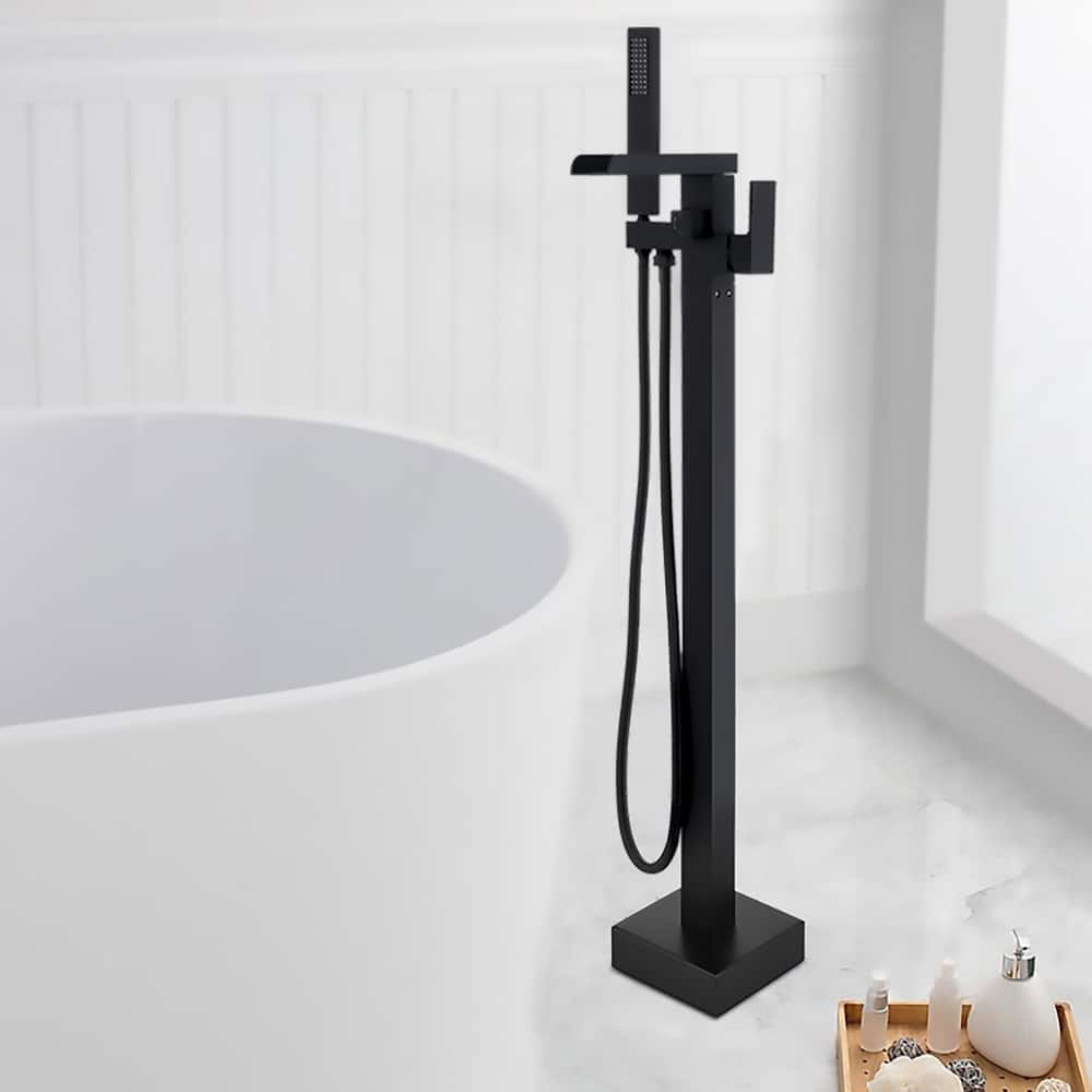 BATHLET Single Handle Floor Mounted Freestanding Tub Filler with Handshower