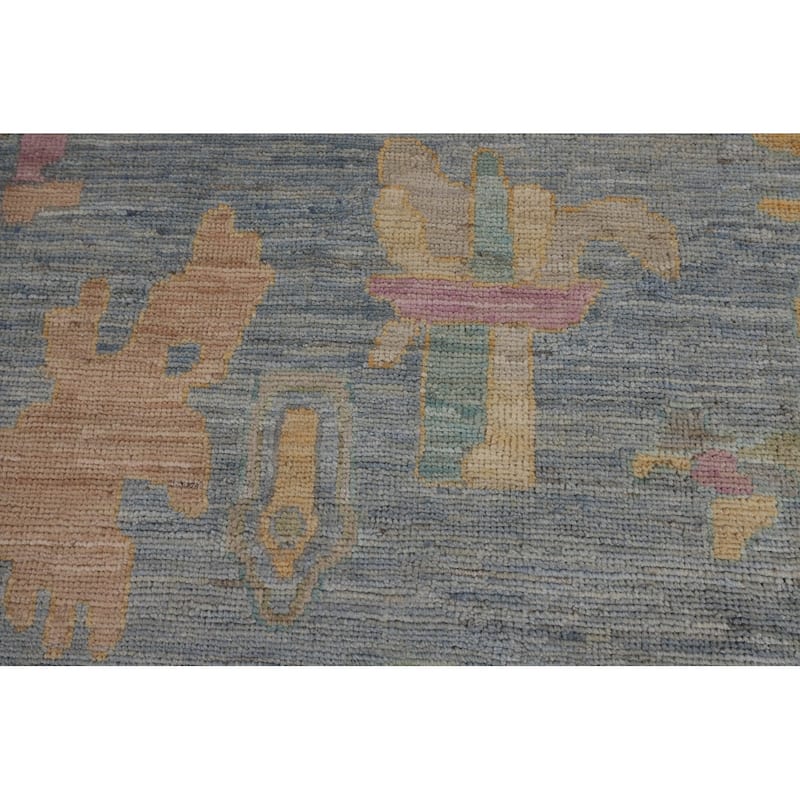 Light Blue Oushak Turkish Large Rug Handmade Wool Carpet - 10'0"x 13'9"