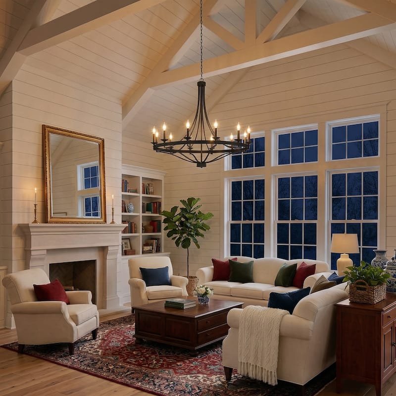 Acroma 12-light Modern Farmhouse Empire Wagon Wheel Chandelier with UL