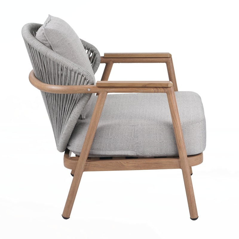 Set of 2 Outdoor Rope Club Chair, Teak Finished