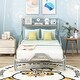 preview thumbnail 3 of 6, Silver Metal Car Platform Bed with Guardrails and X-Shaped Frame Shelf