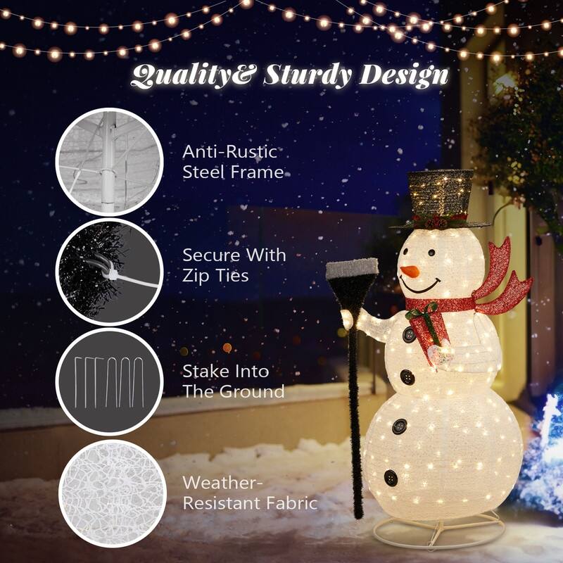 5FT Lighted Collasipble Snowman with Groom Snowman Christmas Yard Decoration