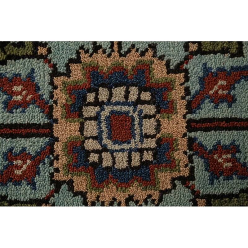 Light Blue Oushak Indian Foyer Rug Handmade Wool Carpet - 2'11"x 5'1"