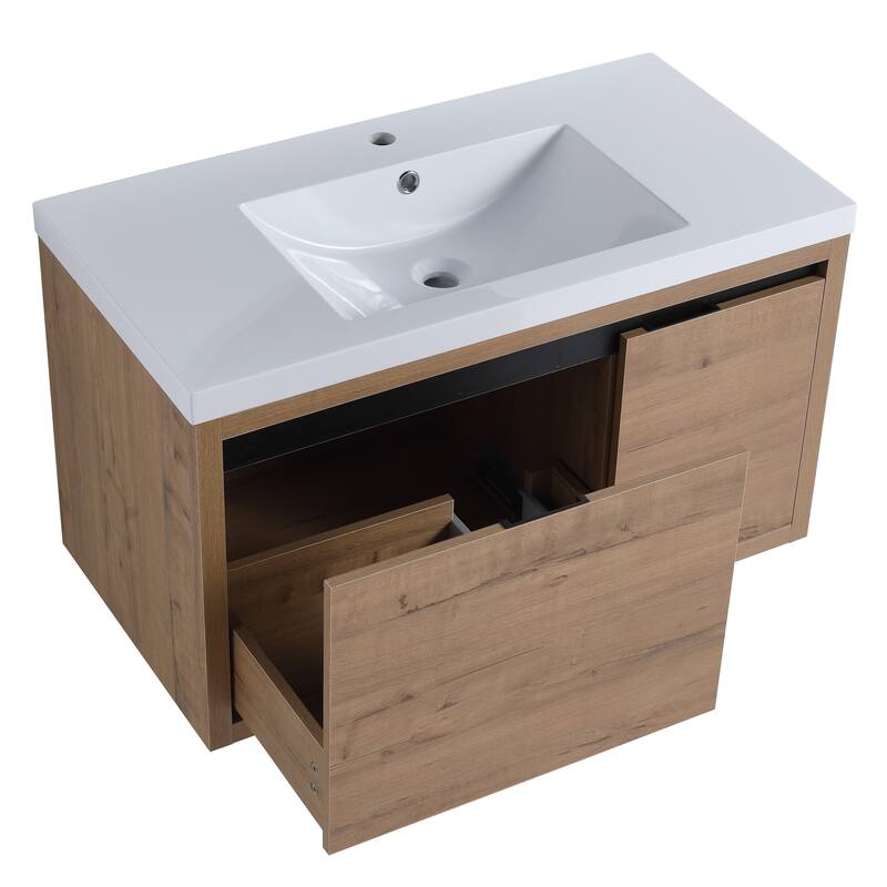 Beingnext 24"/30"/48" Bathroom Vanity with Sink, Floating Bathroom Vanity With Soft Close Door