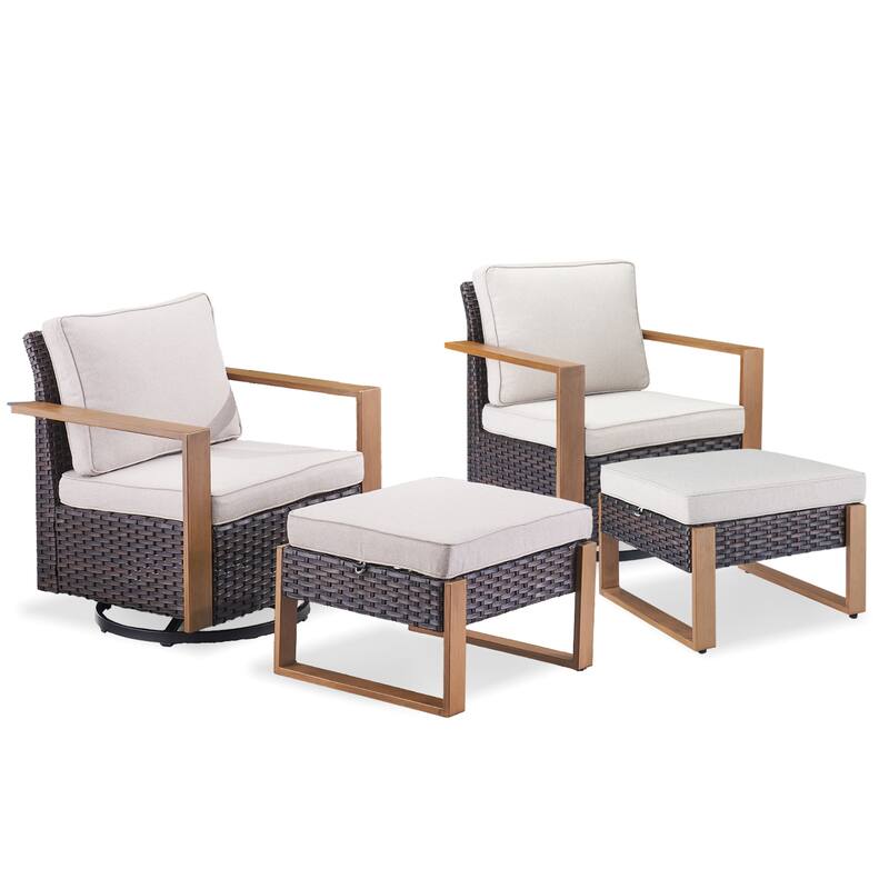 Gymojoy Outdoor Swivel Gliders Rocker Chairs with Ottomans