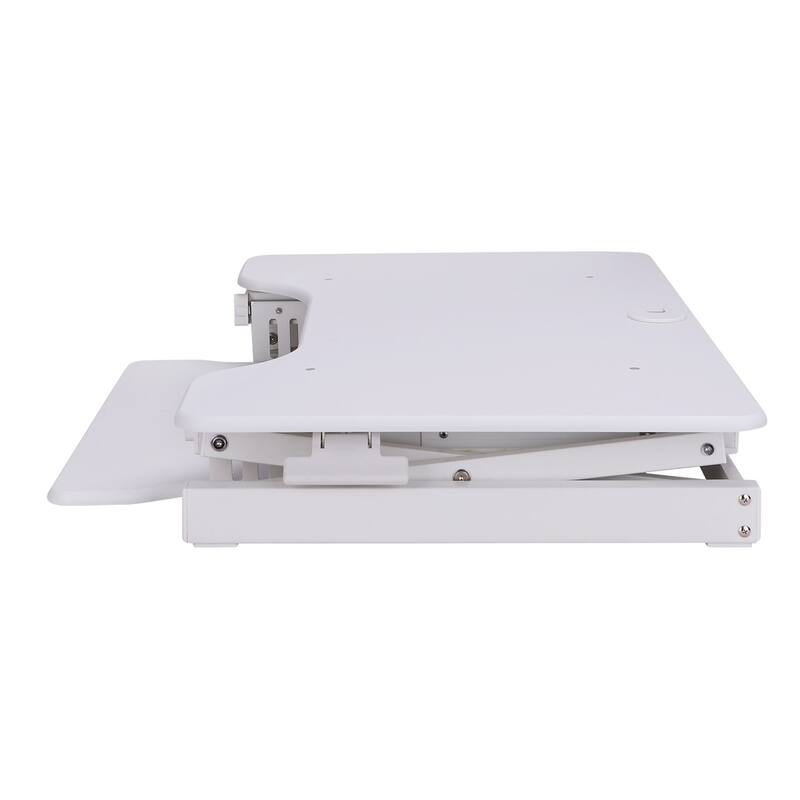 Rocelco 32 in. W White Height Adjustable Standing Desk Converter Dual Monitor Riser with Gas Spring Assist Mechanism