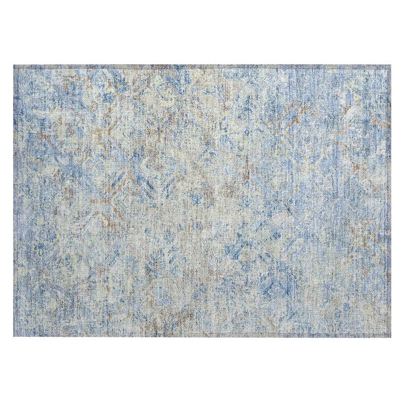 Machine Washable Indoor/ Outdoor Chantille Diamonds Distressed Rug