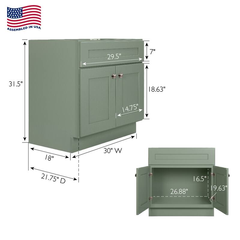 Brookings 30 Inch Fully Assembled Bathroom Vanity