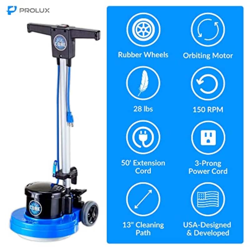 Prolux Core 13" Heavy Duty Single Pad Commercial Polisher Floor Buffer Machine Scrubber - Blue - 29 x 84