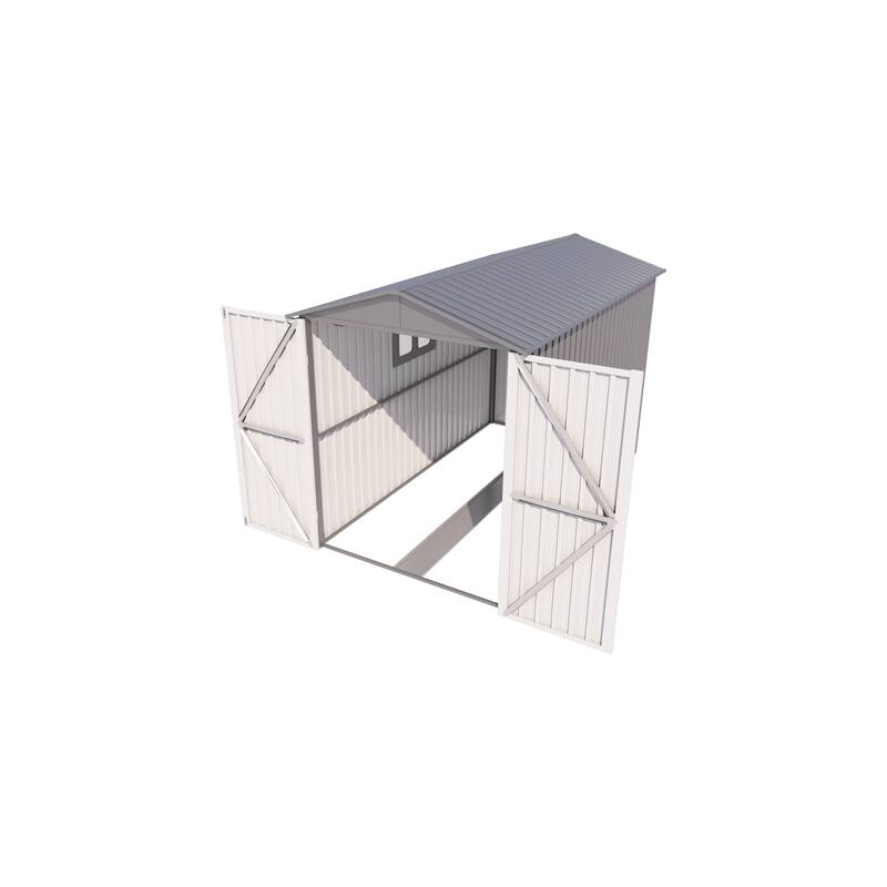 GDFStudio - Olivia Bennett Robust Motorcycle Outdoor Steel Storage Shed with Window and Tracks