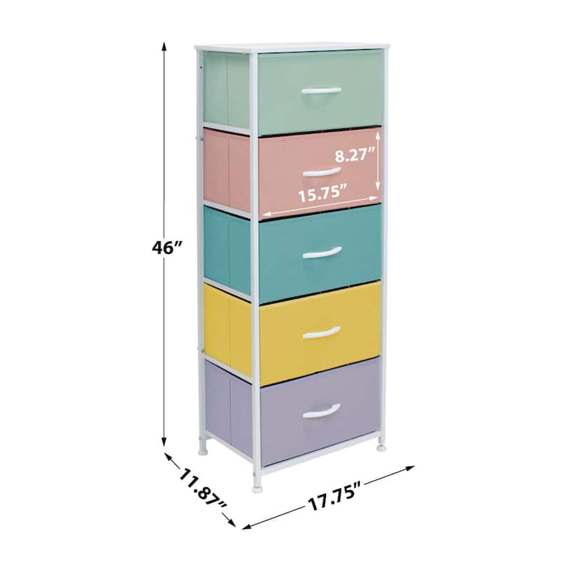 Dresser w/ 5 Drawers Furniture Tall Storage Organizer Unit for Bedroom