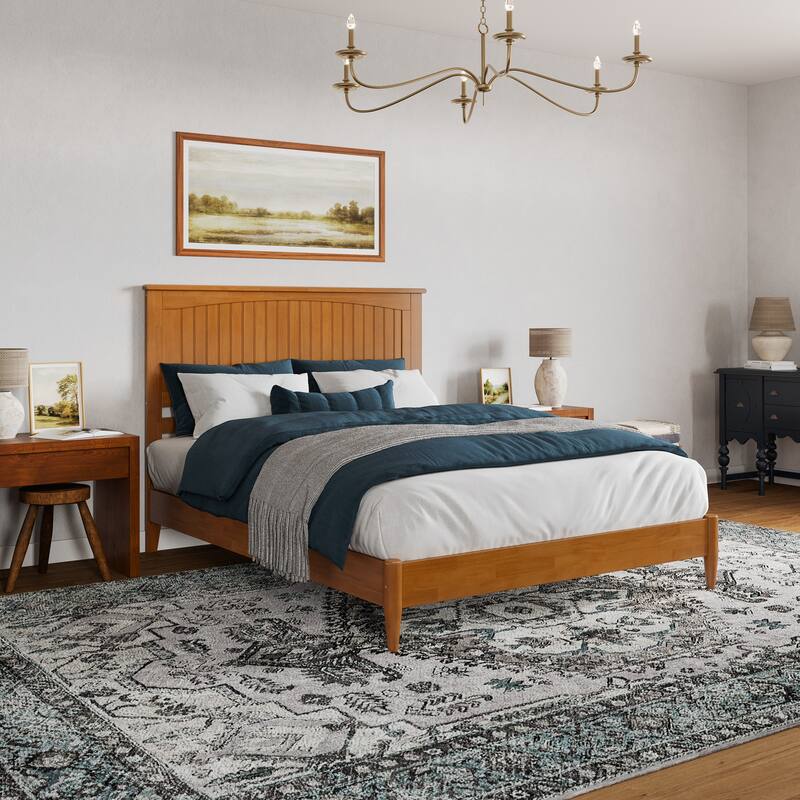 Naples Solid Wood Low Profile Platform Bed - Light Toffee - Queen