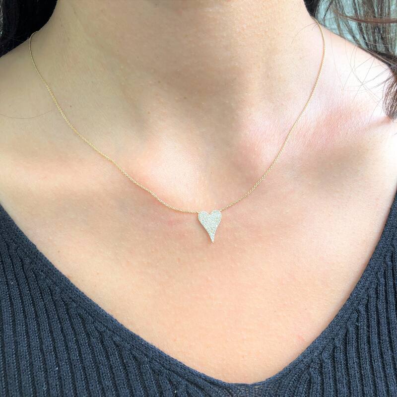 Joelle Collection Diamond Pave Heart Necklace 1/5 ct TDW 14K Rose Gold -