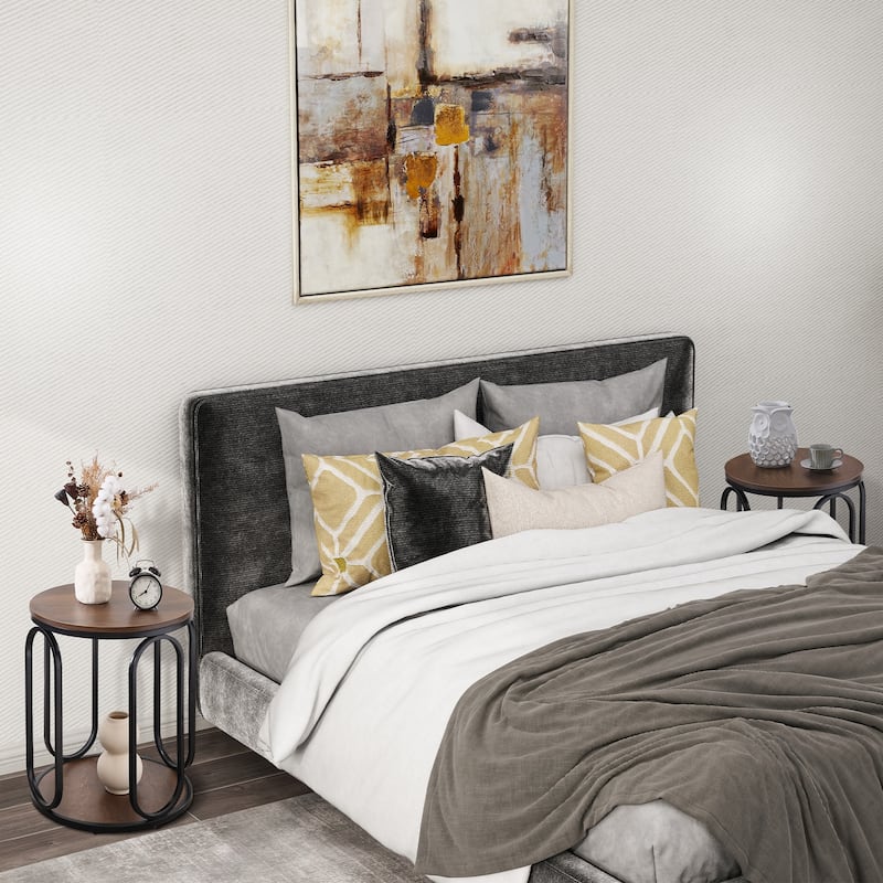 2-Tier Round Side Table, Accent End Table Nightstand - 19.7"Dia Top x 24.4"H