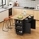 preview thumbnail 19 of 41, Rolling Kitchen Island on Wheels, Drop Leaf Kitchen Cart with Seating, Breakfast Bar Set with 2 Bar Stools and Wine Storage
